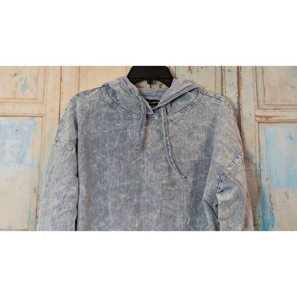 Blanknyc Womens Size M Light Blue Long Sleeve Pullover Denim Hooded Sweatshirt - Picture 5 of 11